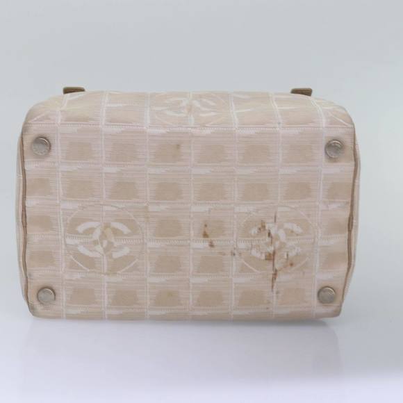 CHANEL New Travel Line Vanity Pouch Nylon Beige CC Auth ac3094 - Picture 5 of 16